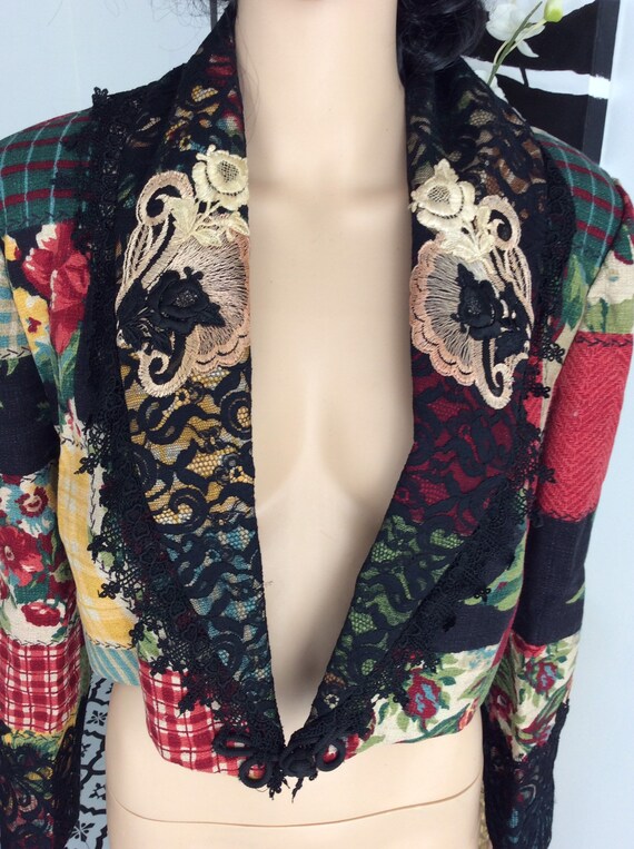 Vintage Linda Harris patchwork cropped jacket - image 2