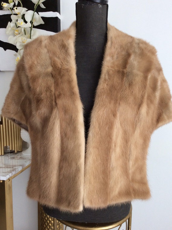 Vintage fur cape with half hood - image 6