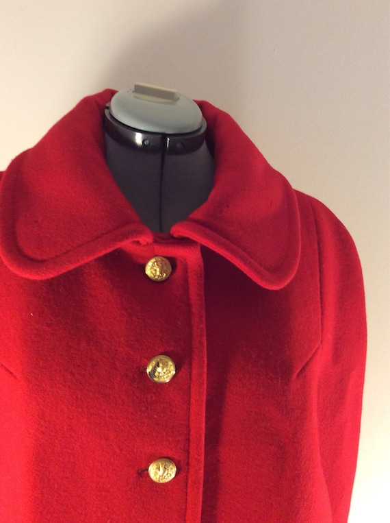 Vintage red wool cape size M - image 7