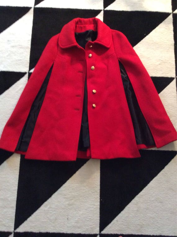 Vintage red wool cape size M - image 3