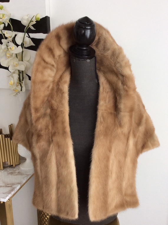 Vintage fur cape with half hood - image 1