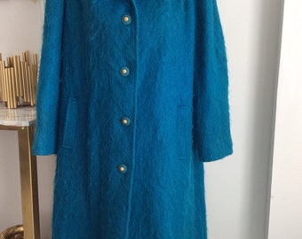 Vtg Early 80s Camel Coat/made in Italy/mohair Wool/wide Hood/one