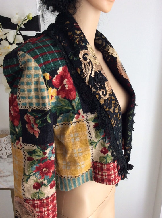 Vintage Linda Harris patchwork cropped jacket - image 4