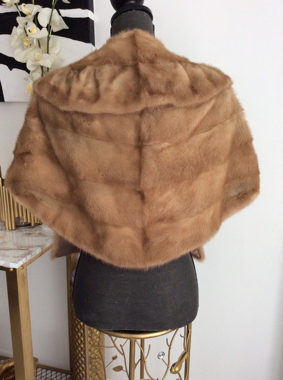 Vintage fur cape with half hood - image 3