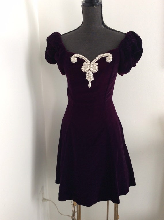 Vintage velvet purple dress