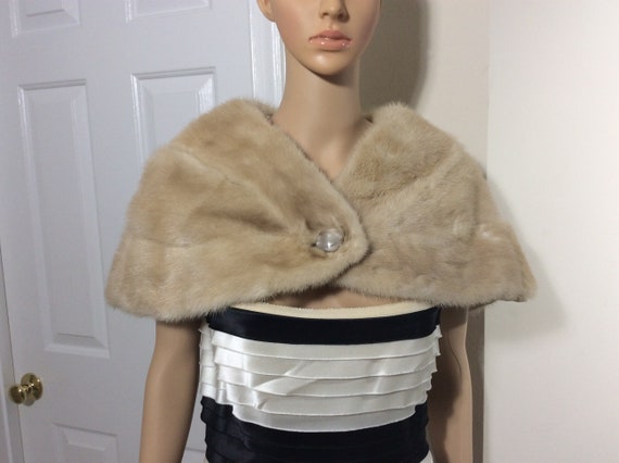 Vintage fur cape/neck cover beige - image 1