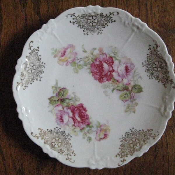 On Reserve For Julie Antique China Rose Transfer Ware Plate