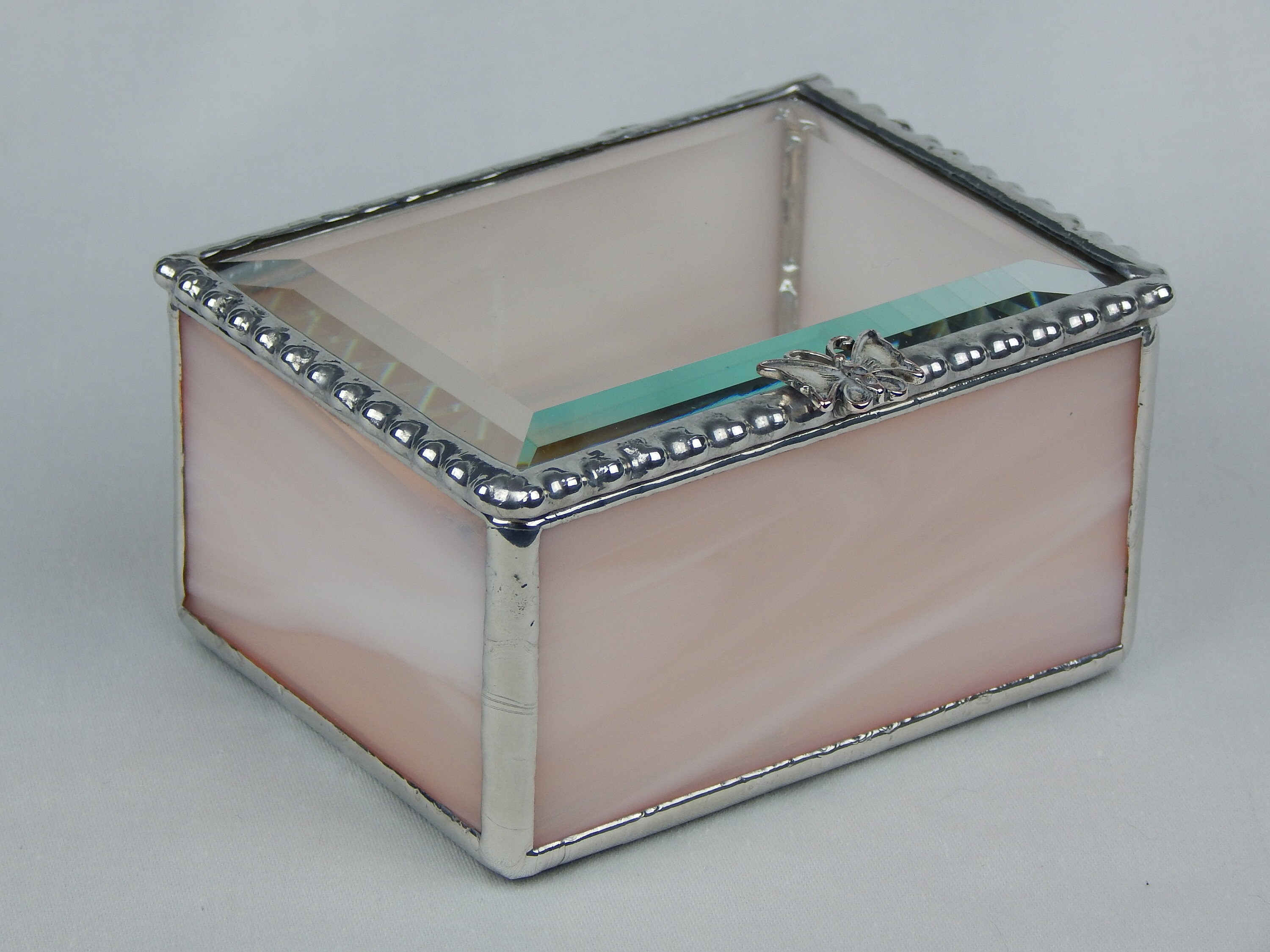Stained Glass KEEPSAKE JEWELRY BOX. Soft PinkWispy Opal With Etsy