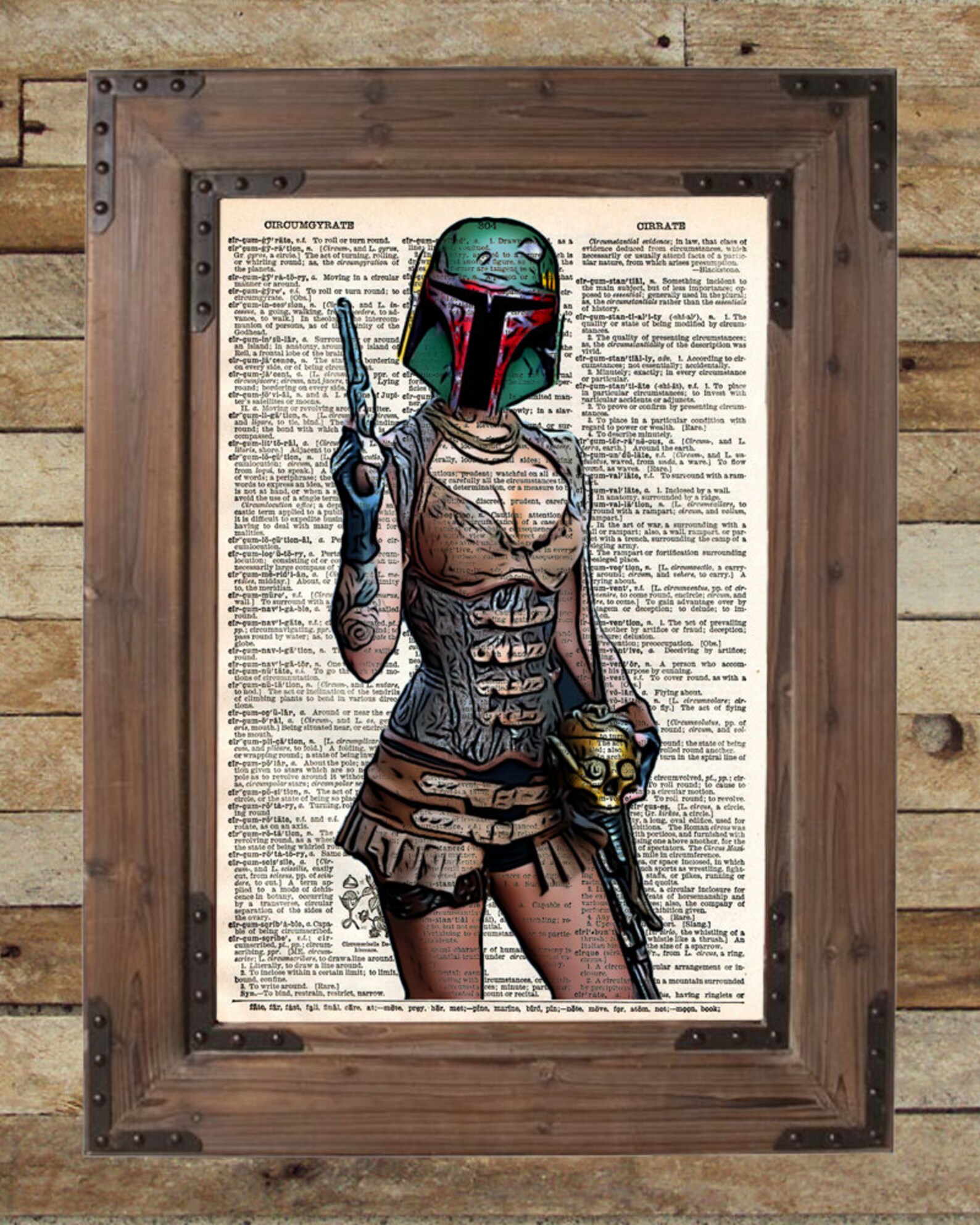 Boba Fett Pinup Girl Dictionary Art Print Star Wars Sexy