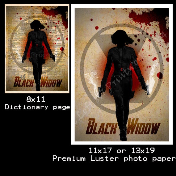 Black Widow Avengers art Vintage Silhouette print | Etsy