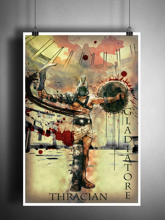 Roman Gladiator Warrior Sparta Colloseum Painting Real Canvas Art Print New