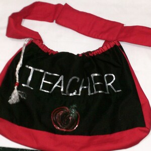 THANK Your Teacher! Teachers Have Class! Fabric 2 Sided Adjustable Teacher Bag. Reliable Handy Practical Sensible! Light Sturdy Made to Last