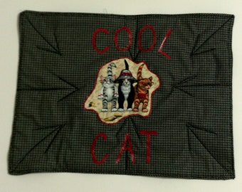 SALE! Cool Patchwork Two Sided Cat Quilt. Cotton Soft Comfy Practical Machine-Washable Durable Well Made. Cute Kitty Patches on Both Sides!