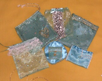 SALE! Exquisite Glamour Pouches & Chic Sachets for Gifting or Storing Jewelry. Very Well Made! Rich Shimmery Chiffon Fabric. DISCOUNT Price!