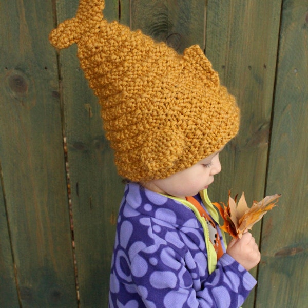 Hand Knitted Goldfish Hat- Goldfish- Fish Hat- Handmade- Gold- Soft- Chunky
