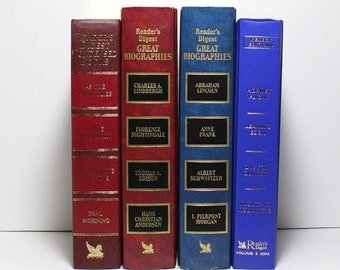 Reader's Digest Books, Great Biographies and Short Novels, Assorted Colors, Bundle of 4 Decorative Books, Shelf Decor