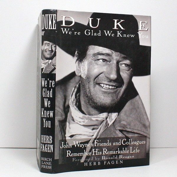 John Wayne Biography, Duke, We're Glad We Knew You, 1996 Hardcover First Printing, John Wayne Biography, Hollywood Theme Gift