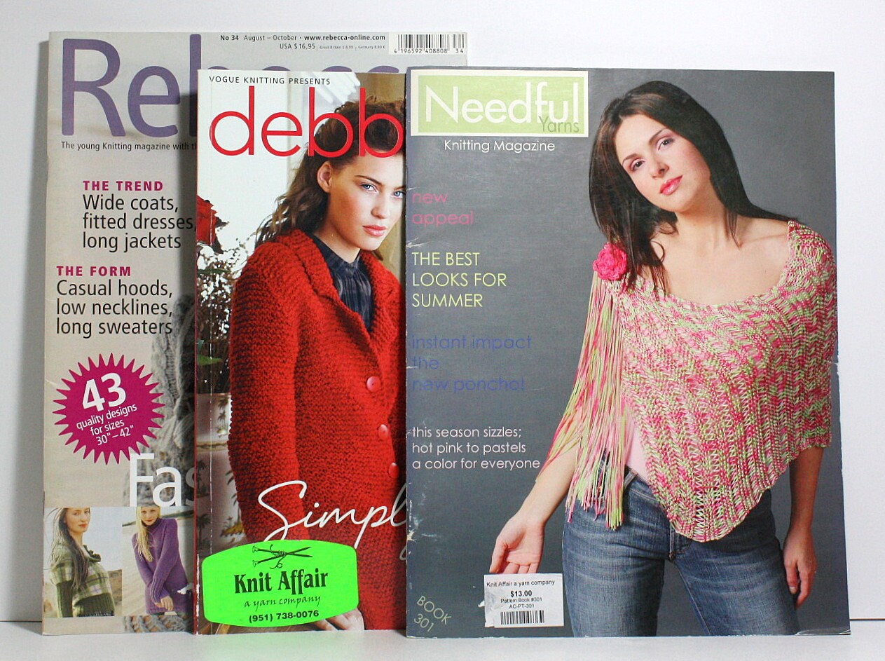Bundle of 3 Knitting Magazines Rebecca Debbie Bliss Needful