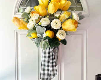 Spring Wreaths for Front Door, Spring Wreath, Summer Wreath, Lemon Wreath, Front Door Wreath, Spring Wreath, Tulip Wreath, Farmhouse Wreath