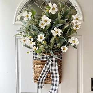 Wreath for Front Door, Everyday Wreath, Year Round Wreath, Greenery Wreath, Spring Summer Wreath, Rustic Basket Wreath, Housewarming Gift