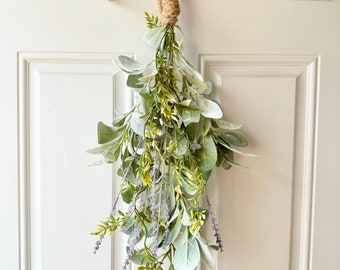 Greenery Wreath Swag, Spring Wreath Swag for Front Door, Spring Swag, Spring Wreath Swag, Front Door Swag, Greenery Swag, Lambs Ear Swag