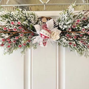 Christmas Swags for Front Door, Holiday Wreath Swag, Christmas Swag Wreath, Winter Wreath with Red Berries, Farmhouse Christmas Wreaths