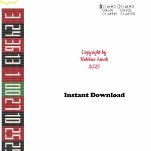 May include: A colorful beaded loom pattern for a roulette wheel. The pattern includes red, black, and green beads. The pattern is labeled "HobbiesAmok_Roulette" and includes the text "Copyright by Hobbies Amok 2025".
