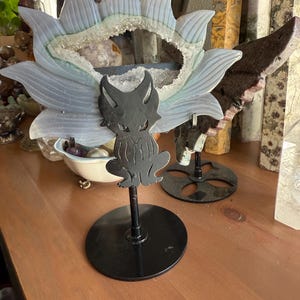 Druzy Agate 9 Tail Fox with stand.