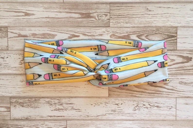 PENCILS Headband Teacher School Knotted Up Headbands Etsy