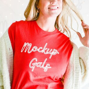 Bella Canvas 3001 Mockup | Bella Canvas Red T-Shirt Mockup | Christmas Mockup | Model Mockup | Holiday T-shirt Mock-up