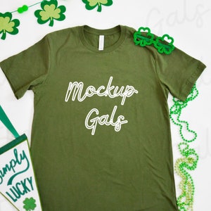 St. Patrick&#39;s Day Bella Canvas 3001 Mockup | Irish Mockup | St Pats T-Shirt Mockup | White t-shirt mockup | womens mock Up | tee Mock-up