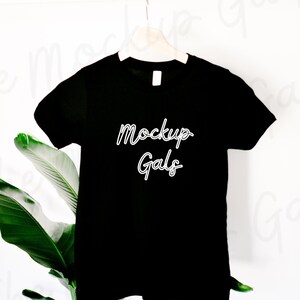 Bella Canvas 3001Y Youth T-Shirt Mockup | Bella Canvas Kids T-shirt | Flat Lay Mockup | Kids mockup | Black Tee Mockup