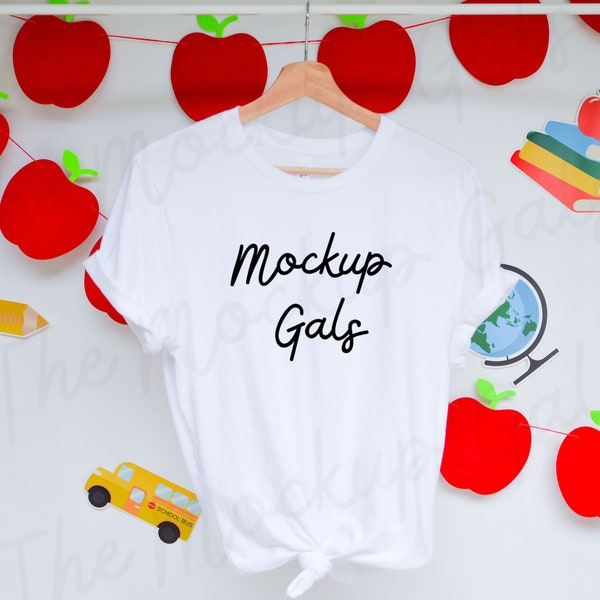 Leraar Bella Canvas 3001 T-Shirt Mockup | Leraar Bella Canvas 3001 White Mockup | Terug naar School Mockup | Mock-up van de leraar | wit T-shirt