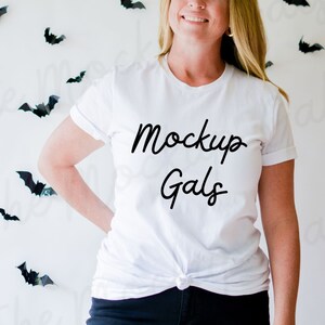 White Bella Canvas 3001 Mockup | Fall Shirt Mockup | Autumn Mockup | Fall T-Shirt Mockup | Fall Mockup | Halloween Mock Up | Halloween Mock