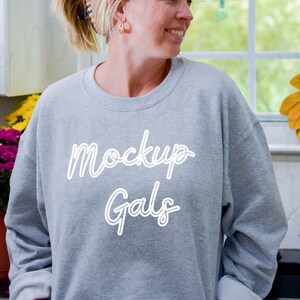 Gray Gildan 18000 sweatshirt Mockup | Fall Shirt Mockup | Autumn Mockup | Fall T-Shirt Mockup | Fall Mockup | Pumpkin Mock Up Fall Mock-up