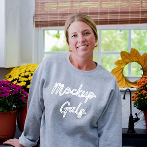 Gray Gildan 18000 sweatshirt Mockup | Fall Shirt Mockup | Autumn Mockup | Fall T-Shirt Mockup | Fall Mockup | Pumpkin Mock Up Fall Mock-up