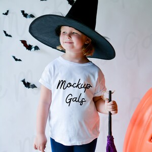 White Bella Canvas 3001T Mockup | Toddler Halloween T-Shirt Mockup | Kids Halloween T-Shirt Mockup | Halloween Kids Mockup | Halloween mock