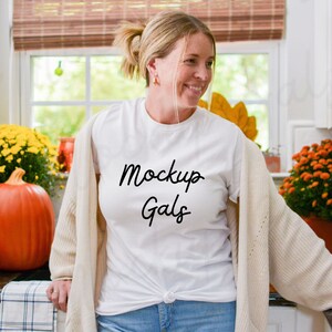White Bella Canvas 3001 Mockup | Fall Shirt Mockup | Autumn Mockup | Fall T-Shirt Mockup | Fall Mockup | Pumpkin Mock Up | Fall Mock-up