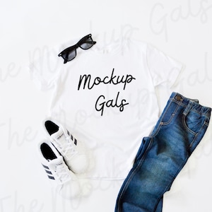 Boys Bella Canvas 3001Y Youth T-Shirt Mockup | Bella Canvas White Boys Tee Mockup | Boys Flat Lay | Boys T-shirt Mockup | Kids mockup