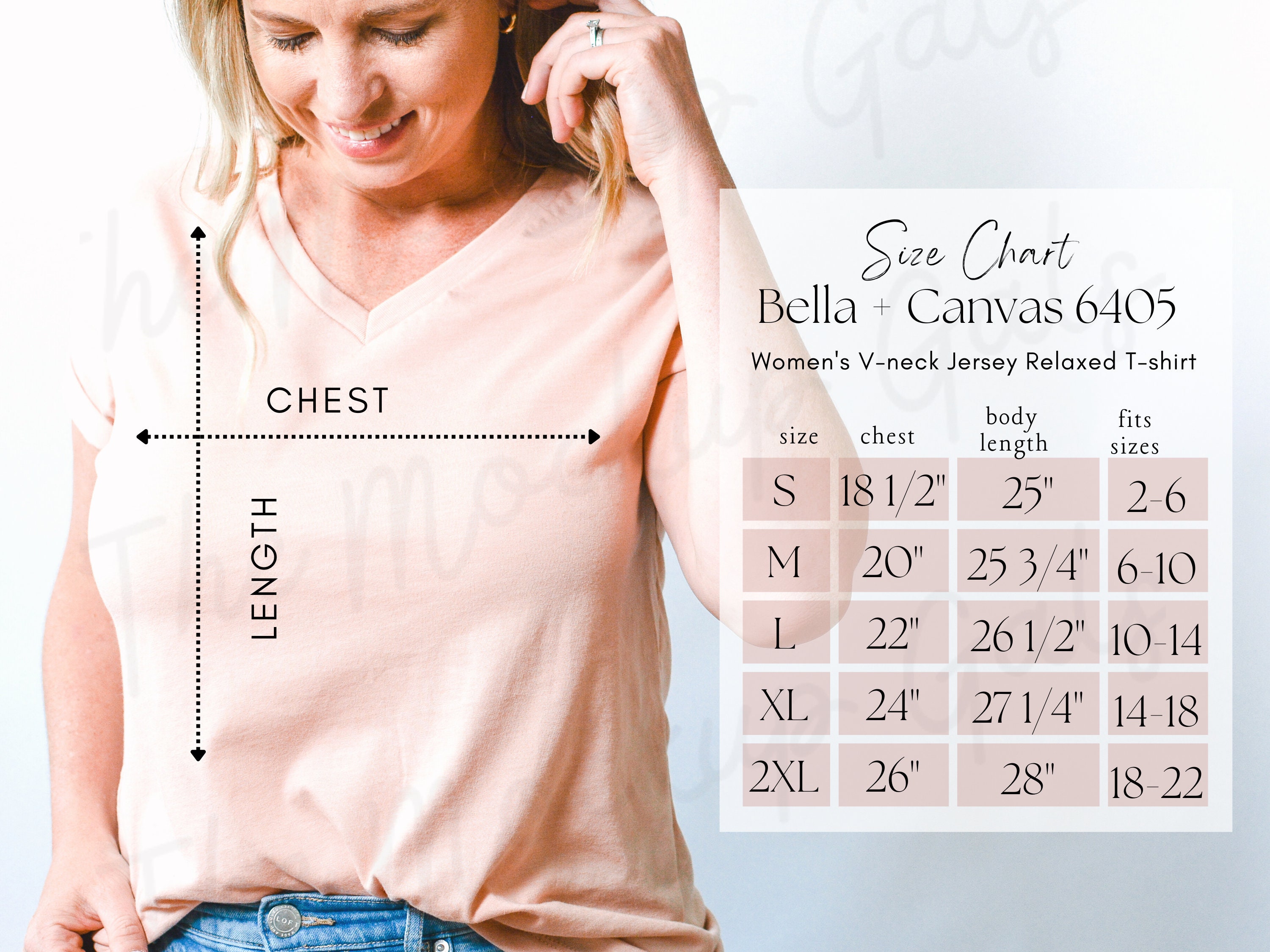 Bella+Canvas 6405, Relaxed Jersey V-Neck Tee