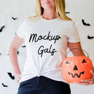 White Bella Canvas 3001 Mockup | Fall Shirt Mockup | Autumn Mockup | Fall T-Shirt Mockup | Fall Mockup | Halloween Mock Up | Halloween Mock