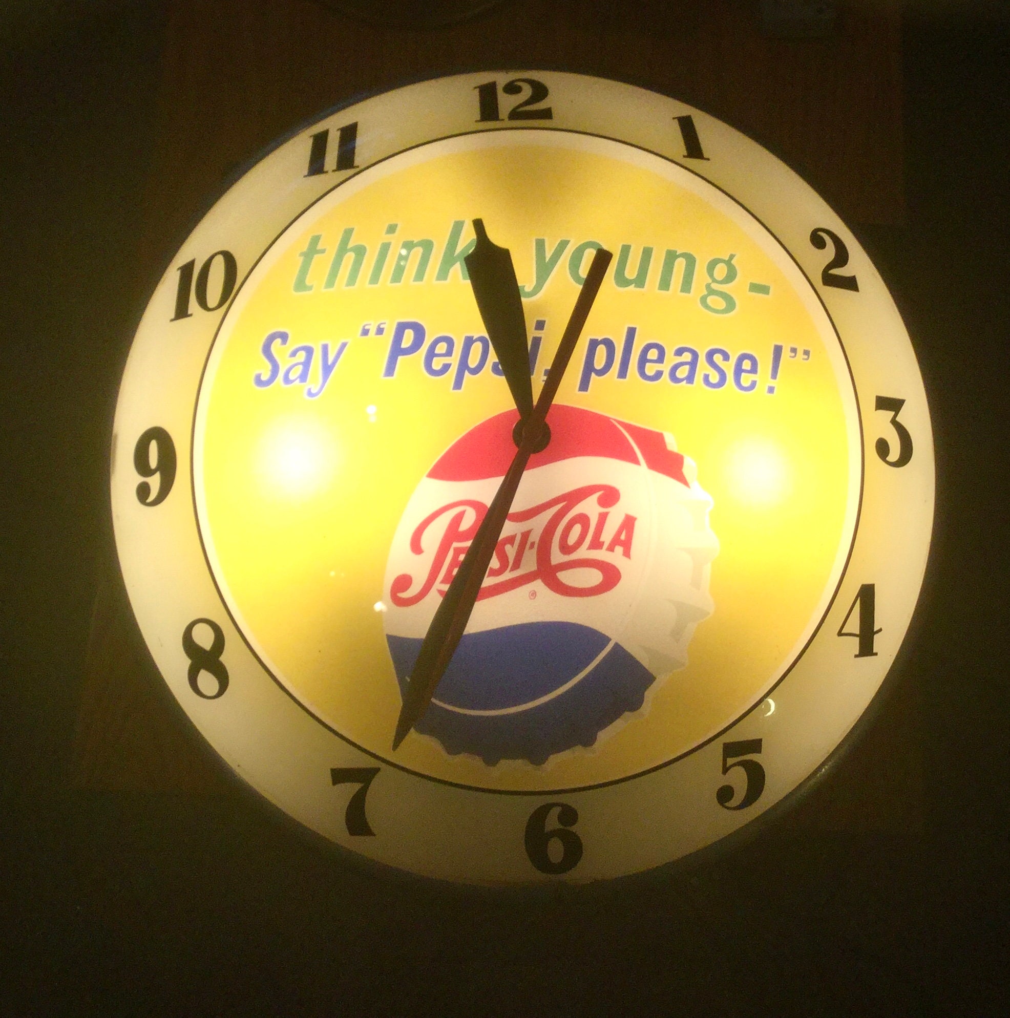 Vintage Pepsi Clock Think Young Say Pepsi Please Working Etsy
