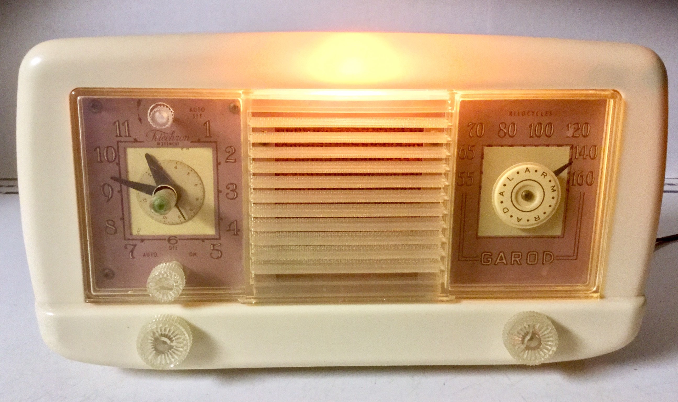 Vintage Garod Ivory And Pink Clock Radio Mid Century Modern Etsy