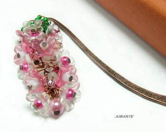 Bookmark, Metal Bookmark, Cherry Blossoms, Bookmark with Flowers, Blooming, Pink, White, Gift, Unique, OOaK