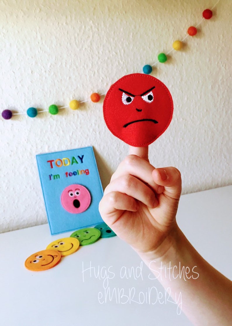11 Piece Emotions Finger Puppet Set and Felt Board Teaching Etsy