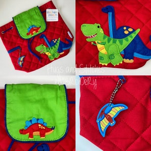 Personalisierter Stephen Joseph Quilted Dinosaurier Rucksack | Personalisierter Rucksack | Vorschulrucksack