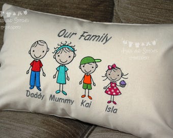 Personalised Throw Cushion Personalised Pillows Stick Family