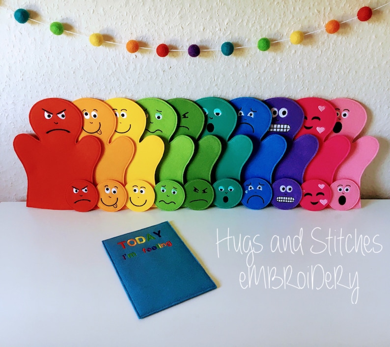 10 Piece Emotions Hand Puppets Set Teaching Aid SEN Etsy UK