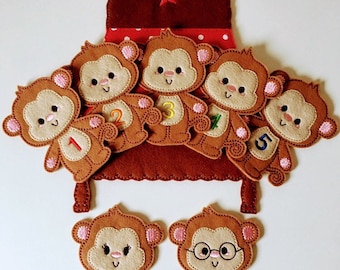Marionnettes à Doigts Singes - 7 Pièces Peluche Douce - Jouet Pour Enfant Et Parents - Cadeau D'Éveil Et D'Histoire