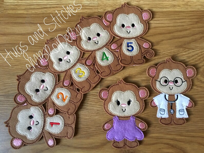 Five Little Monkeys Finger Puppet Set 10 Monkeys Jumping on - Etsy UK